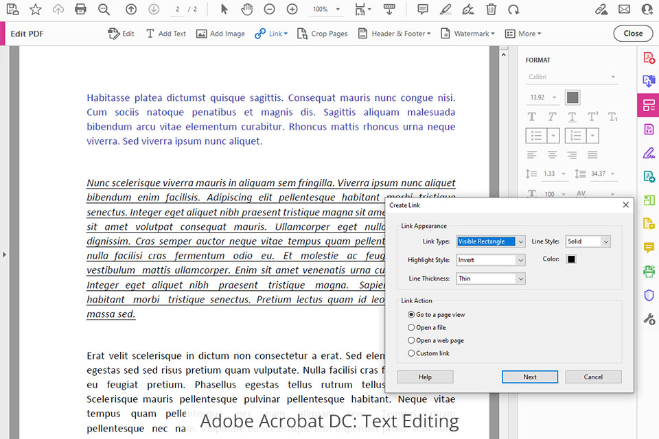 adobe acrobat dc text editing